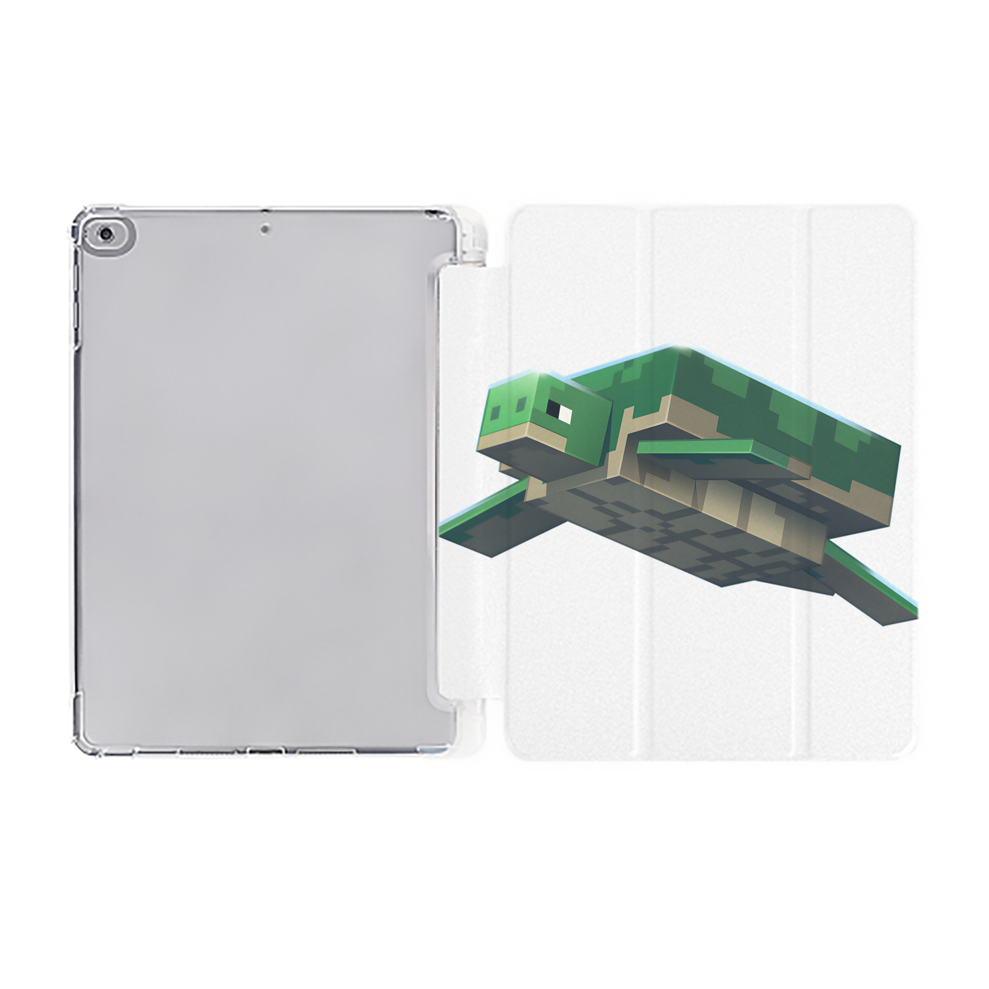 （画像用） マインクラフト ブロックの世界 Minecraft MC Block world IPad ケース ペン収納付き 三つ折りスタンド PUレザー×シリコン 対応機種9.5/10.5/10.9インチ